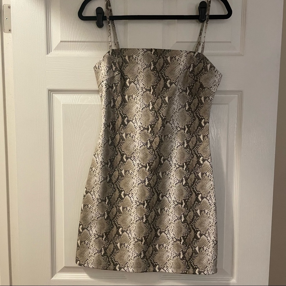 Leather effect snakeskin mini dress